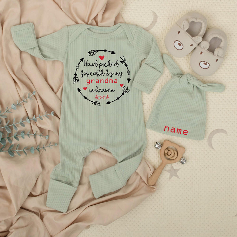 Handpicked for Earth by My Grandma in Heaven Baby Bodysuit Sentimental Gift for Baby Shower, Pregnancy Announcement or Newborn Outfit