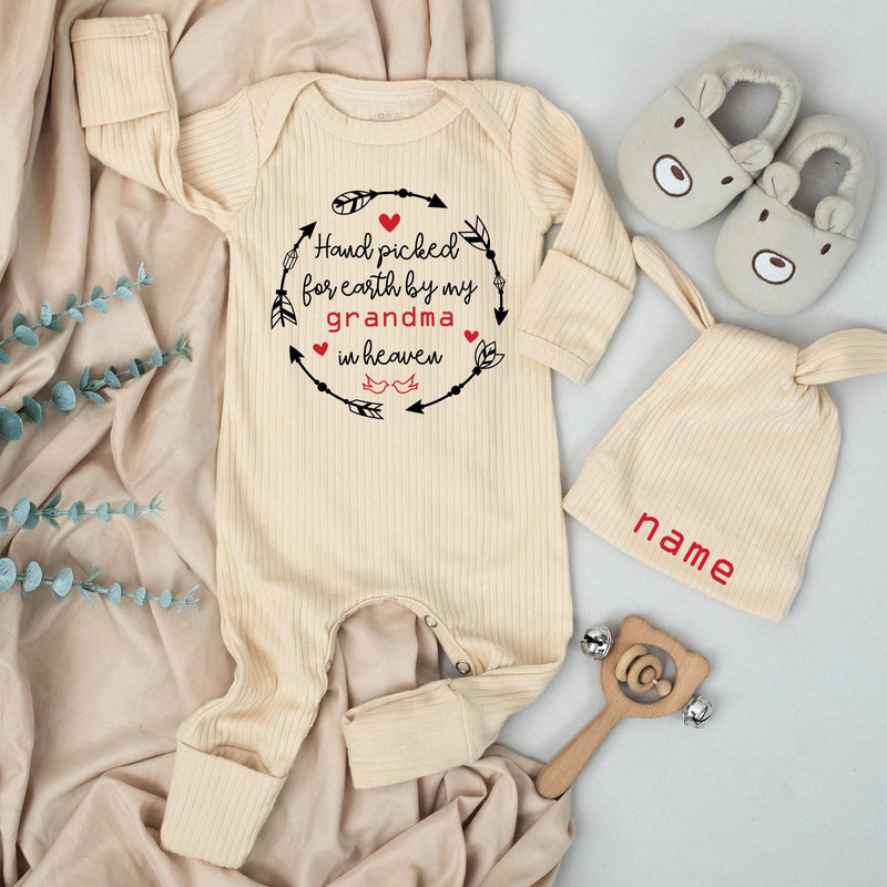 Handpicked for Earth by My Grandma in Heaven Baby Bodysuit Sentimental Gift for Baby Shower, Pregnancy Announcement or Newborn Outfit