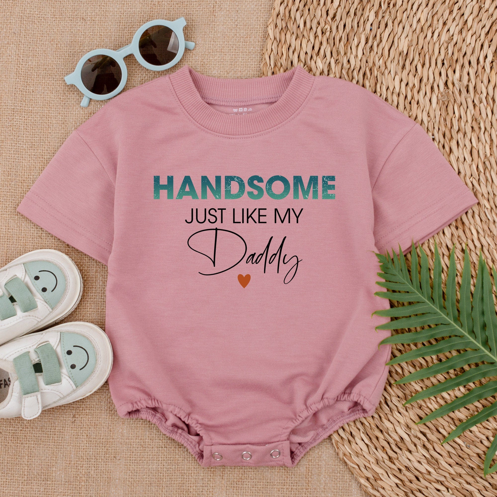 Handsome Like My Daddy Baby Boy Romper Stylish First Father's Day Outfit Comfortable Short Sleeve Bodysuit Soft Modern Design