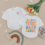 Happy Birthday to the Best Daddy Baby Romper, Cute Retro Kids Outfit, Soft Cotton Infant Long Sleeve, Birthday Gift for Daddy’s Girl