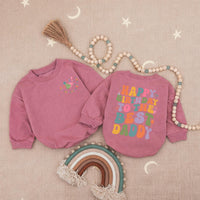 Happy Birthday to the Best Daddy Baby Romper, Cute Retro Kids Outfit, Soft Cotton Infant Long Sleeve, Birthday Gift for Daddy’s Girl