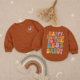 Happy Birthday to the Best Daddy Baby Romper, Cute Retro Kids Outfit, Soft Cotton Infant Long Sleeve, Birthday Gift for Daddy’s Girl