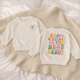 Happy Birthday to the Best Daddy Baby Romper, Cute Retro Kids Outfit, Soft Cotton Infant Long Sleeve, Birthday Gift for Daddy’s Girl