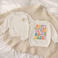 Happy Birthday to the Best Daddy Baby Romper, Cute Retro Kids Outfit, Soft Cotton Infant Long Sleeve, Birthday Gift for Daddy’s Girl
