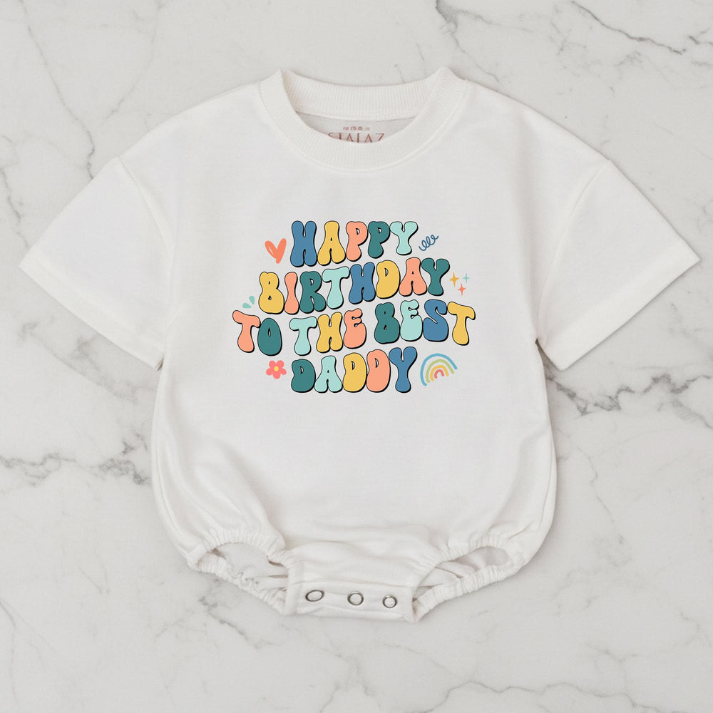 Happy Birthday Daddy Baby Romper Cute Retro Design Infant Outfit Soft Cotton Newborn Gift for Father's Day or Baby Shower