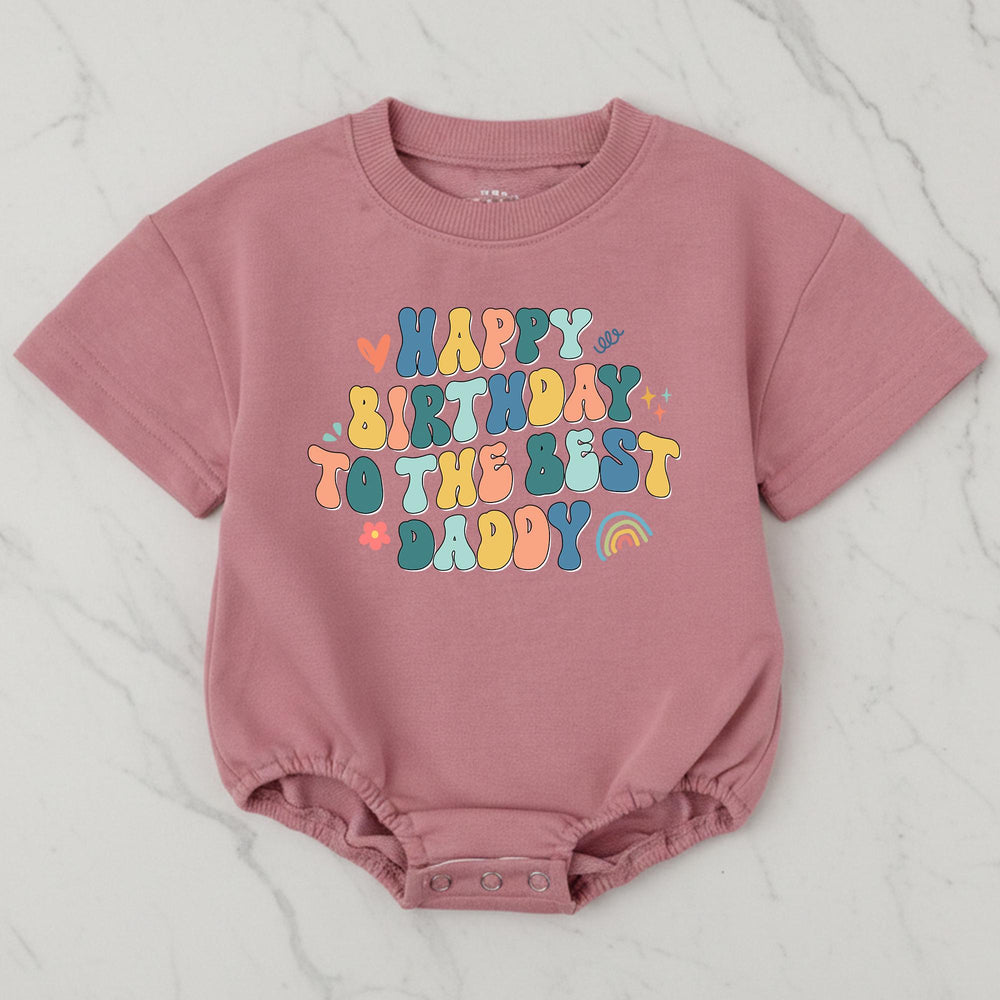 Happy Birthday Daddy Baby Romper Cute Retro Design Infant Outfit Soft Cotton Newborn Gift for Father's Day or Baby Shower