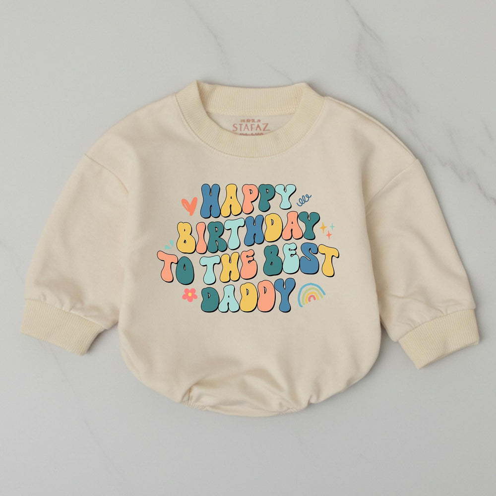 Happy Birthday Daddy Baby Romper Cute Retro Design Infant Outfit Soft Cotton Newborn Gift for Father's Day or Baby Shower