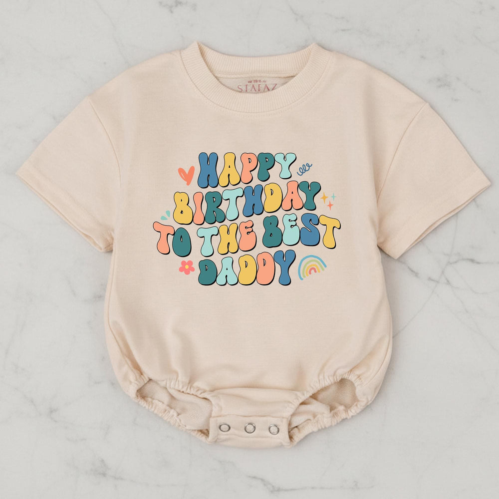 Happy Birthday Daddy Baby Romper Cute Retro Design Infant Outfit Soft Cotton Newborn Gift for Father's Day or Baby Shower