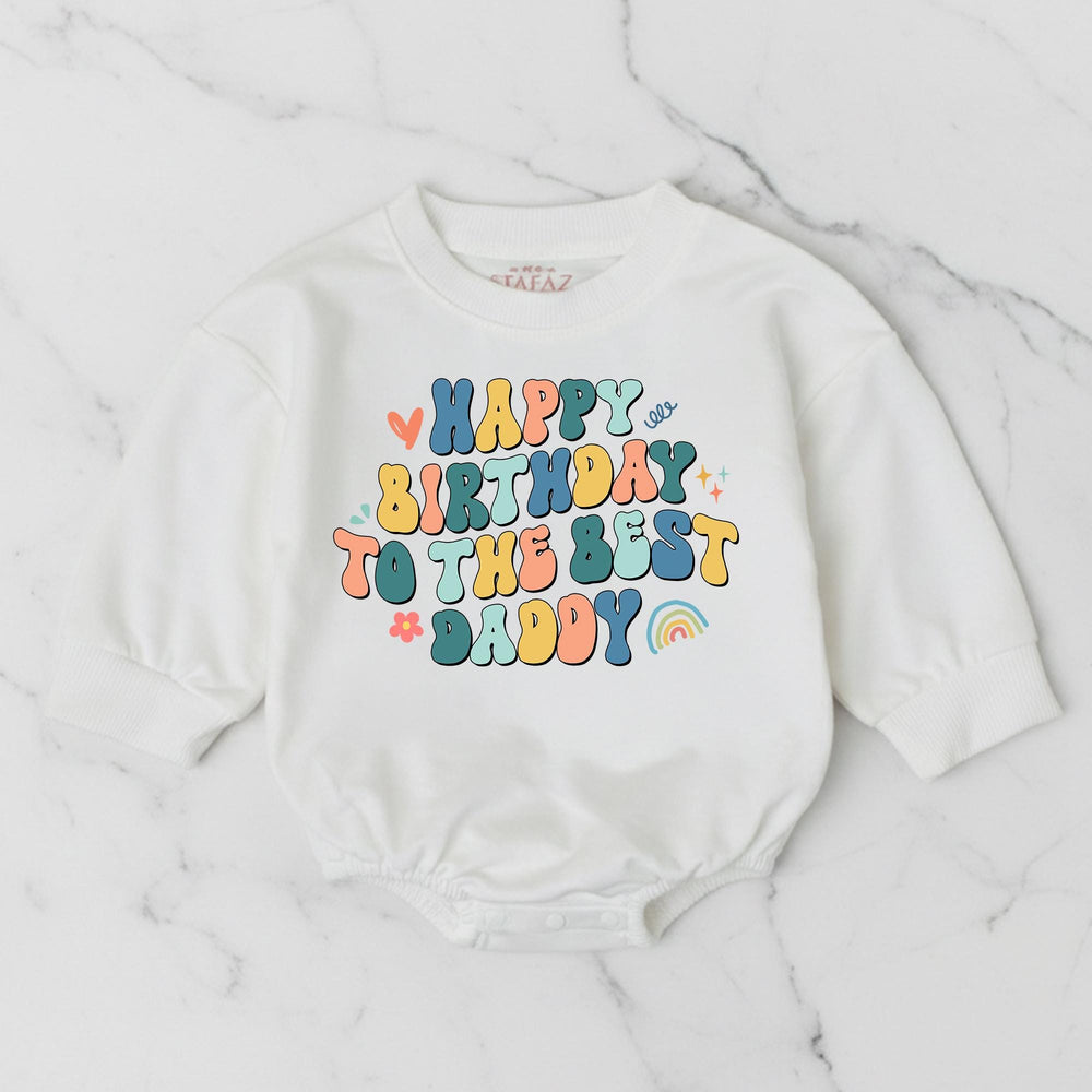 Happy Birthday Daddy Baby Romper Cute Retro Design Infant Outfit Soft Cotton Newborn Gift for Father's Day or Baby Shower