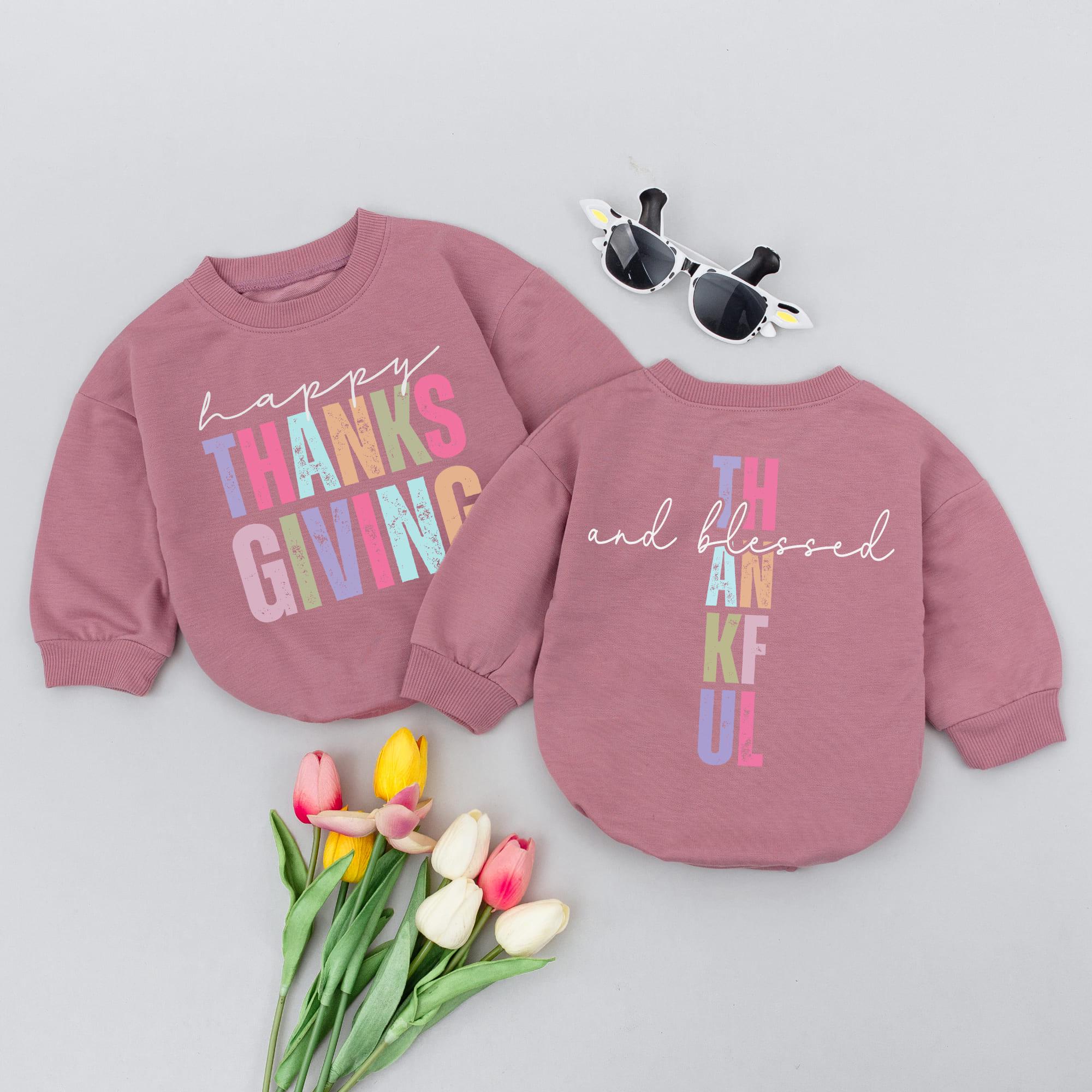 Happy Thanksgiving Baby Romper Colorful Thankful Design Infant Bodysuit Autumn Holiday Outfit Soft Cotton Comfortable Baby Shower Gift