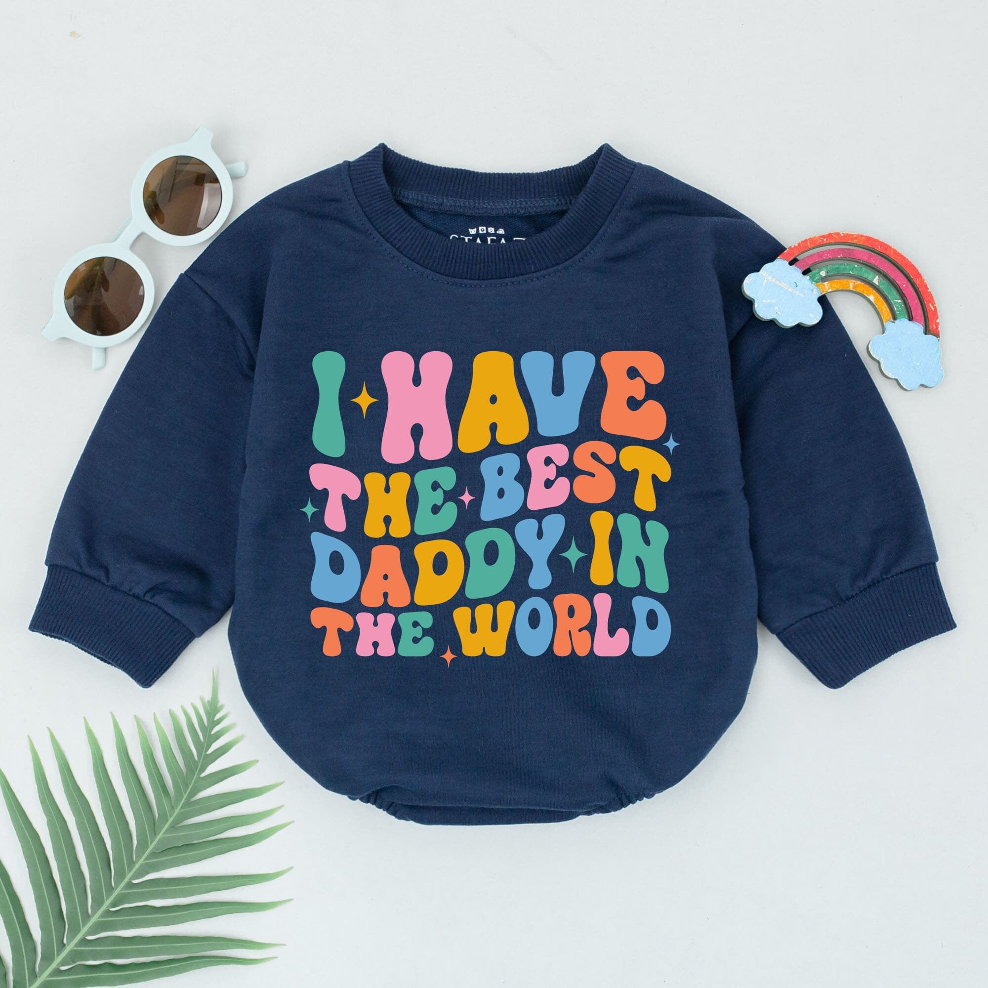 I Have The Best Daddy Baby Romper Colorful Text Newborn Gift Soft Cotton Outfit Father's Day Toddler Girl Playful Star Design
