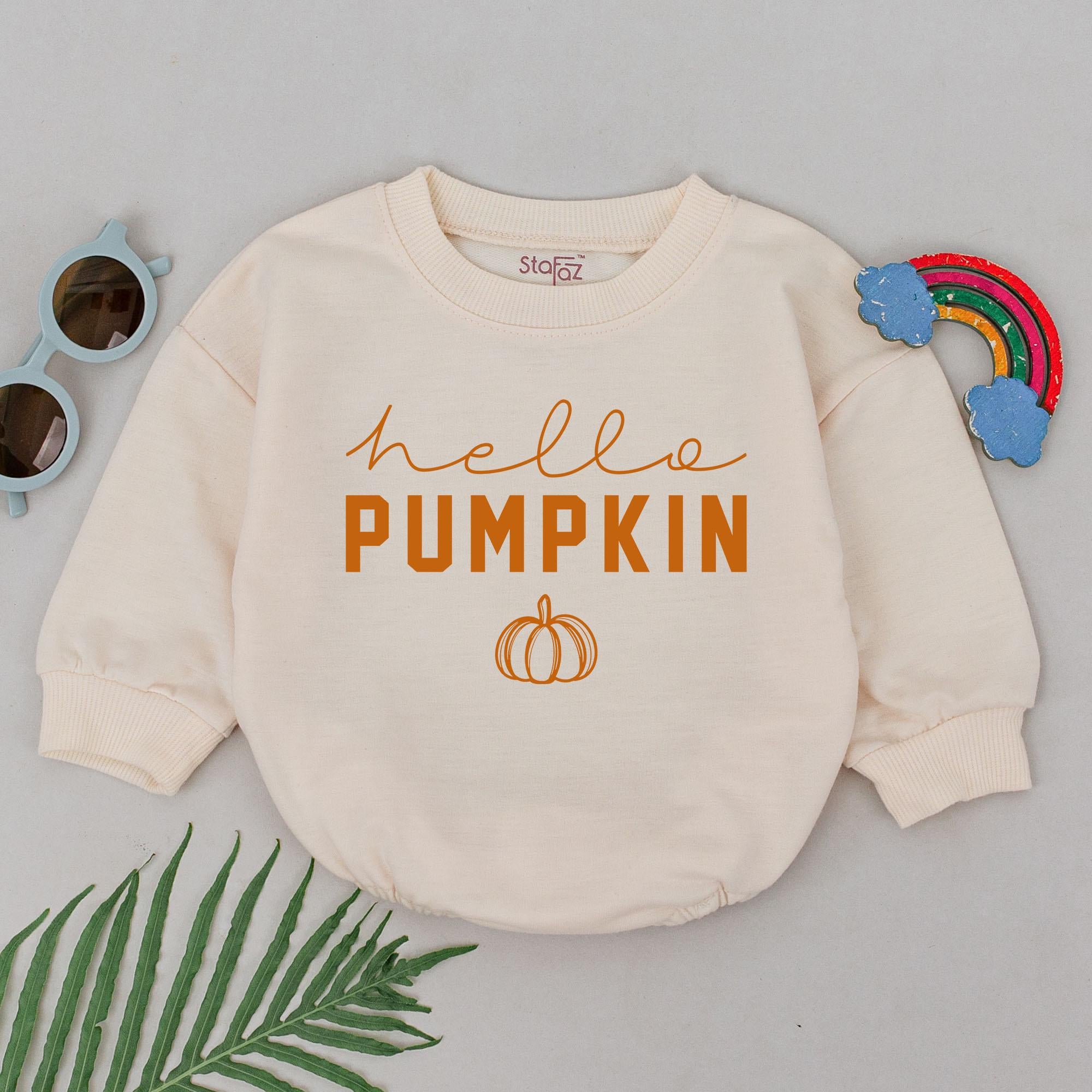 Hello Pumpkin Baby Romper Autumn Outfit Girls Newborn Thanksgiving Bodysuit Soft Cotton Fall Baby Shower Gift Cute Seasonal Design
