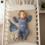 Hi I’m New Here Personalized Baby Bodysuit and Hat Set Gender Neutral Newborn Coming Home Outfit Soft Cotton Design for Boy or Girl