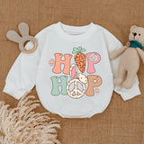 Hip Hop Easter Baby Romper Soft Pastels Bunny Flowers Newborn Gift Toddler Girl Outfit Retro Infant Bodysuit Comfortable Cotton