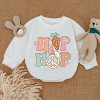 Hip Hop Easter Baby Romper Soft Pastels Bunny Flowers Newborn Gift Toddler Girl Outfit Retro Infant Bodysuit Comfortable Cotton
