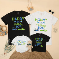Hole in One Golf Birthday Matching Family Shirts for Mom, Dad, Sister, Boy’s First Birthday Party Outfit with Fun Blue Green Design