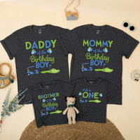 Hole in One Golf Birthday Matching Family Shirts for Mom, Dad, Sister, Boy’s First Birthday Party Outfit with Fun Blue Green Design