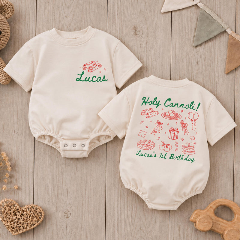 Holy Cannoli! Italian First Birthday Matching Family Shirts, Custom Name Bodysuit & T-Shirts for Pasta Party Theme
