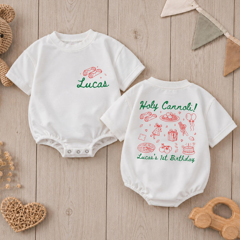 Holy Cannoli! Italian First Birthday Matching Family Shirts, Custom Name Bodysuit & T-Shirts for Pasta Party Theme