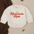 Homemade Rolls Baby Bubble Romper, Cute Fall Infant Outfit, First Thanksgiving Toddler Clothes for Boys & Girls, Autumn Apparel