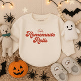 Homemade Rolls Baby Bubble Romper, Cute Fall Infant Outfit, First Thanksgiving Toddler Clothes for Boys & Girls, Autumn Apparel