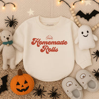 Homemade Rolls Baby Bubble Romper, Cute Fall Infant Outfit, First Thanksgiving Toddler Clothes for Boys & Girls, Autumn Apparel