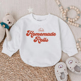 Homemade Rolls Baby Bubble Romper, Cute Fall Infant Outfit, First Thanksgiving Toddler Clothes for Boys & Girls, Autumn Apparel