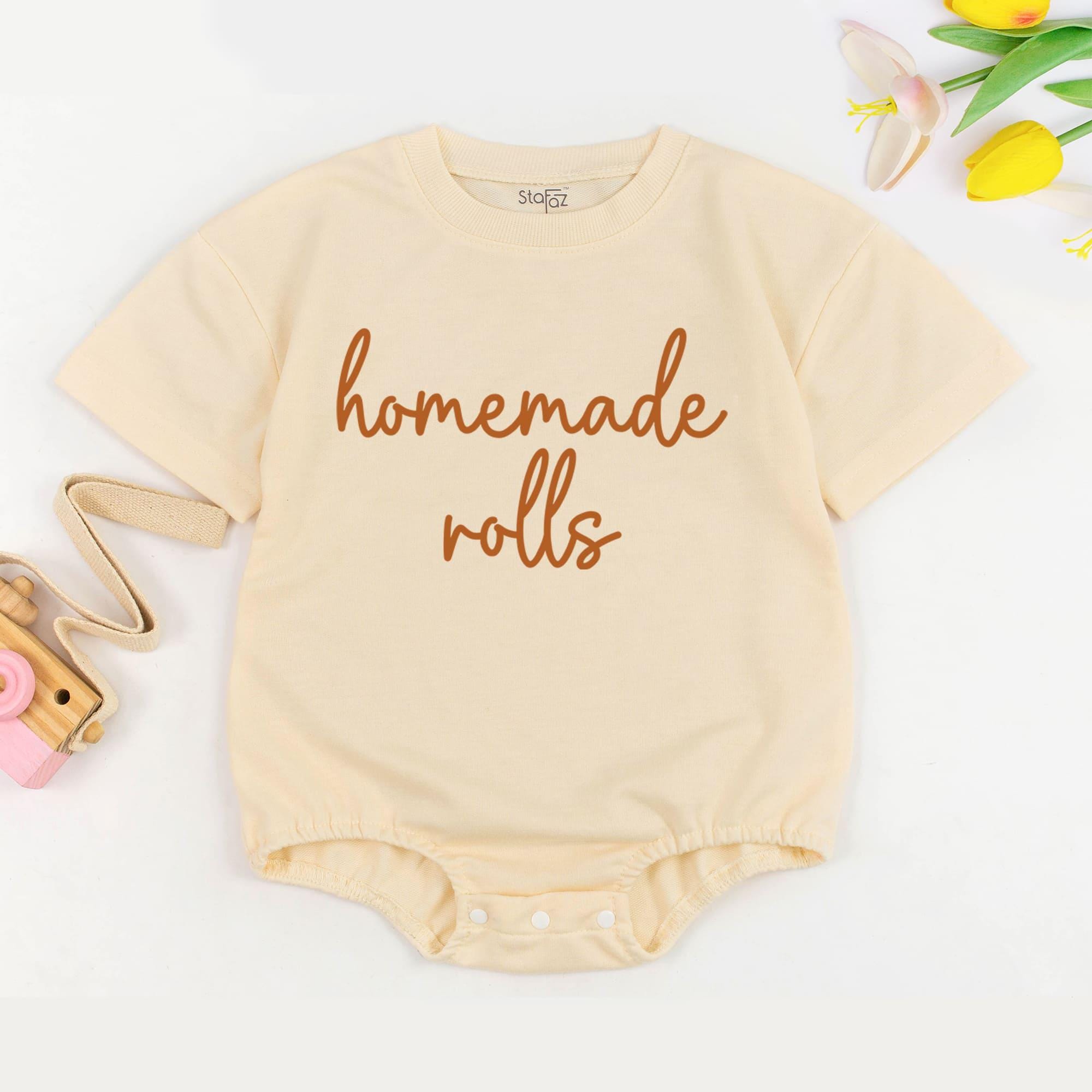 Homemade Rolls Baby Romper Cozy Retro Toddler Sweater Autumn Clothes Funny Thanksgiving Bodysuit Ideal Baby Shower Gift