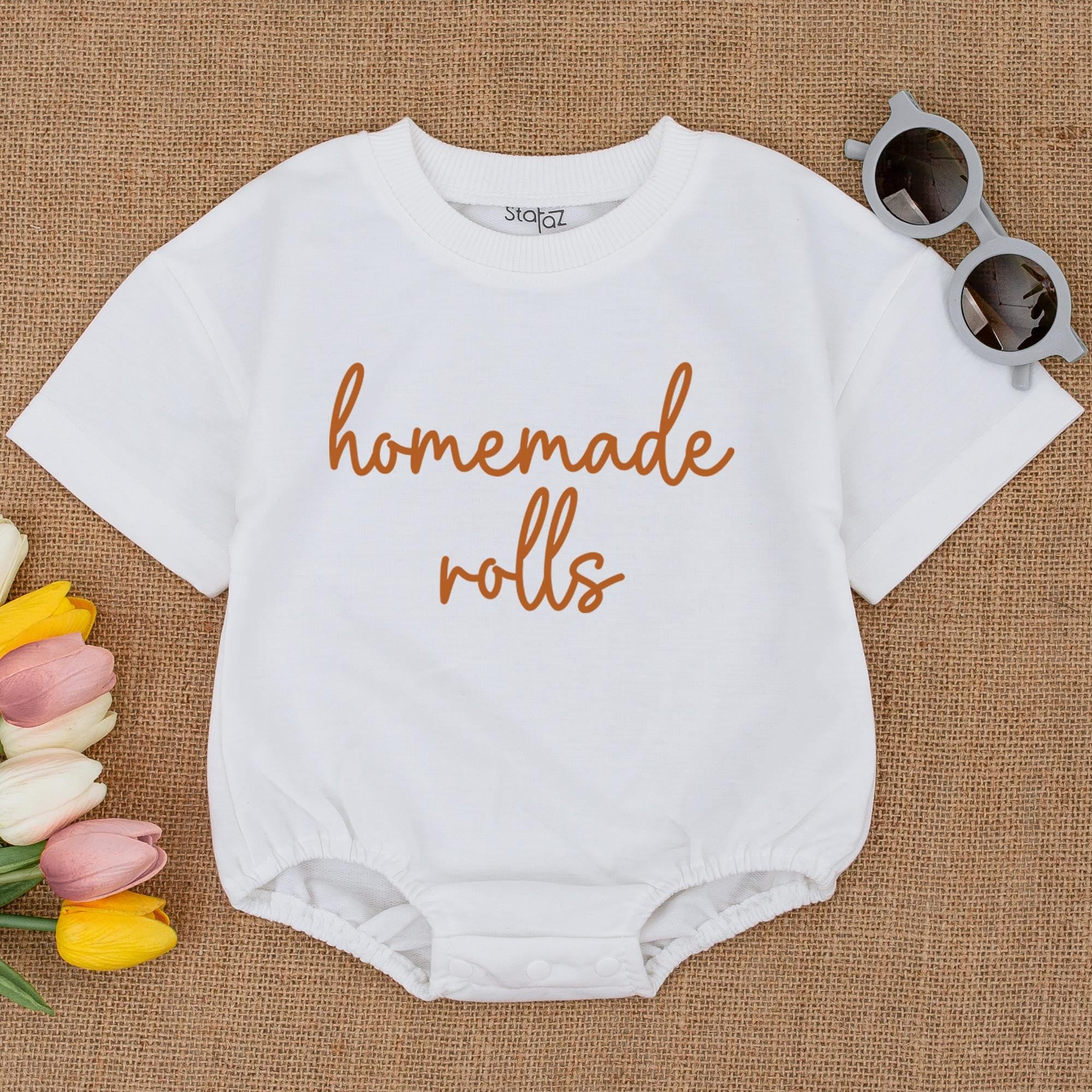 Homemade Rolls Baby Romper Cozy Retro Toddler Sweater Autumn Clothes Funny Thanksgiving Bodysuit Ideal Baby Shower Gift