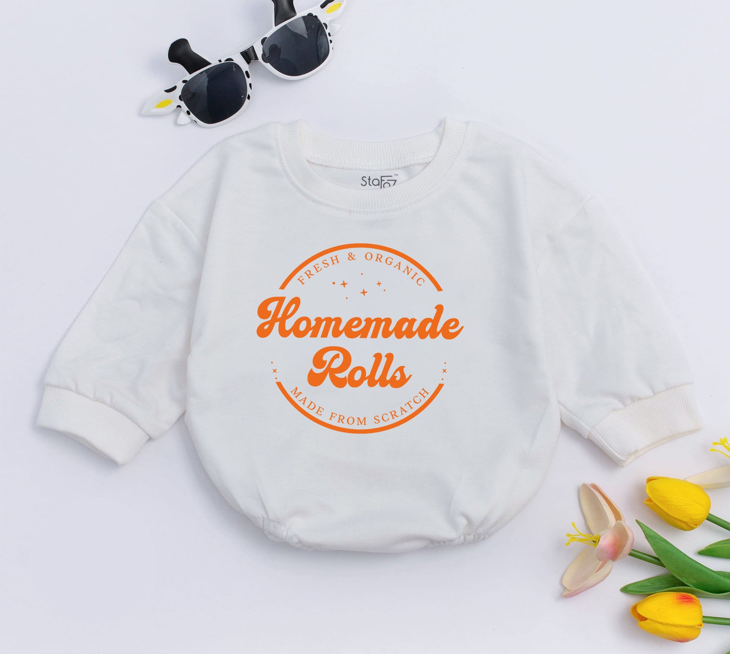 Homemade Rolls Baby Romper Retro Fall Toddler Sweater Organic Cotton Infant Bodysuit Cozy Thanksgiving Outfit Autumn Kids Clothes