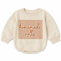 Homemade Rolls Baby Romper Thanksgiving Outfit Cream Striped Cotton Sweatshirt Bubble Style Infant Toddler Clothing 0-24M Cozy Fall Design