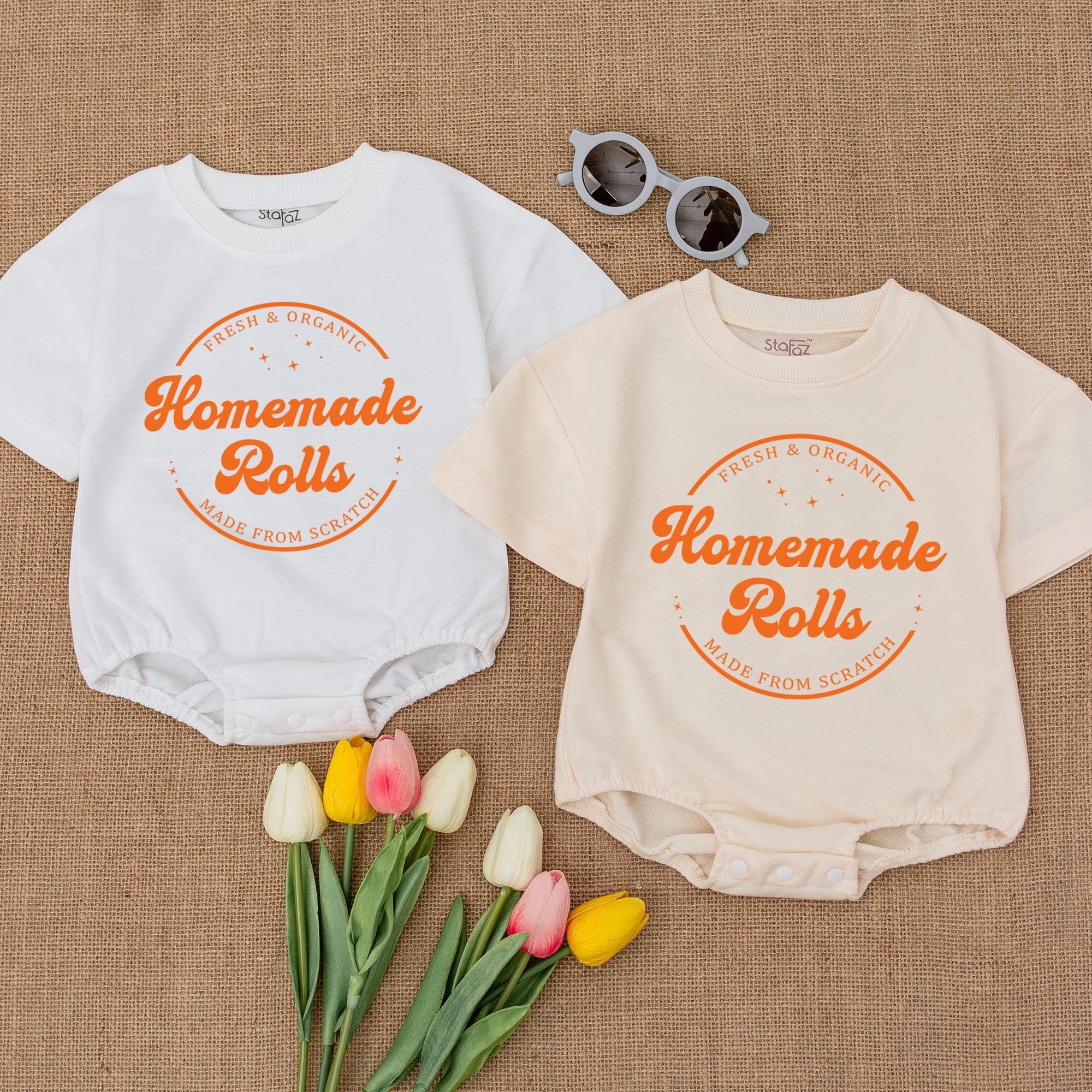 Homemade Rolls Retro Baby Romper Thanksgiving Outfit Warm Fall Toddler Sweater Soft Cotton Nostalgic Infant Clothes Holiday Gift