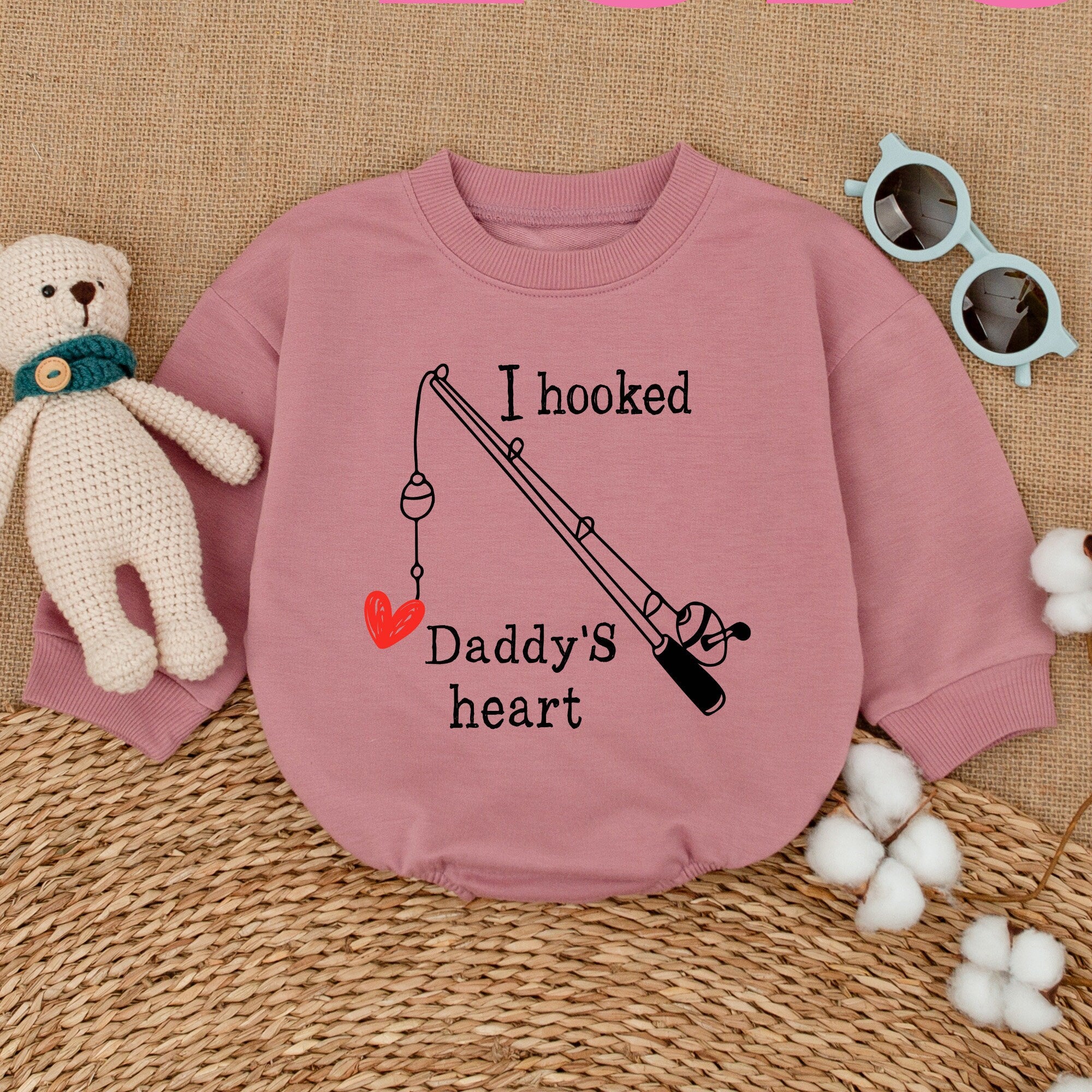 I Hooked Daddy's Heart Baby Romper Cute Fishing Bodysuit for Infant Boys or Girls Perfect Father's Day Gift Soft Cotton Baby Shower Outfit