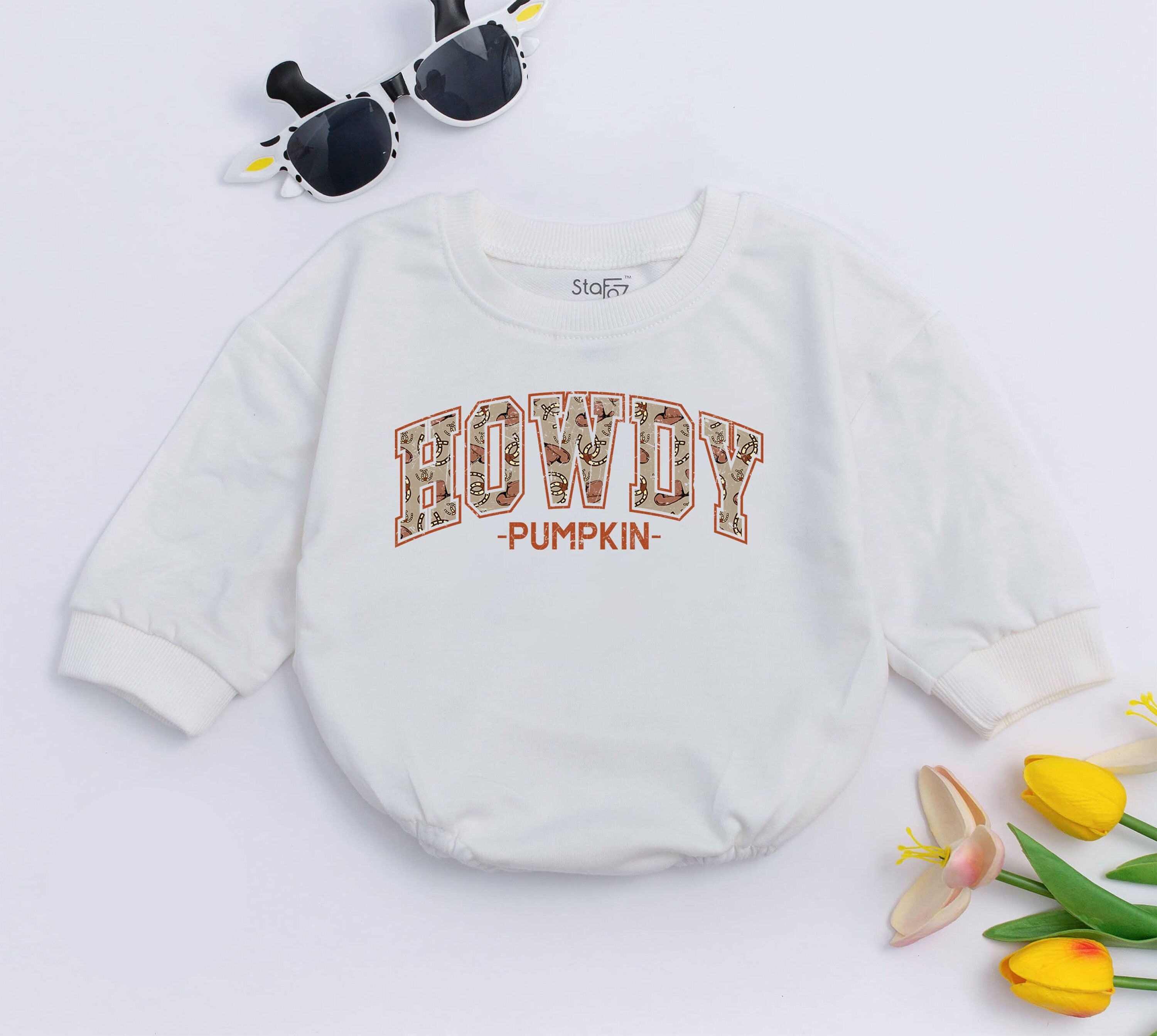 Howdy Pumpkin Baby Romper Retro Cowboy Bodysuit Soft Cotton Western Style Infant Clothing Halloween Gift Cute Country Design