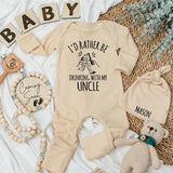 I'd Rather Be Drinking with My Uncle Baby Bodysuit Funny Gift for Nephew Newborn Boy Clothing Cute Graphic Monochromatic Design