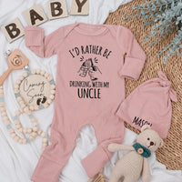 I'd Rather Be Drinking with My Uncle Baby Bodysuit Funny Gift for Nephew Newborn Boy Clothing Cute Graphic Monochromatic Design