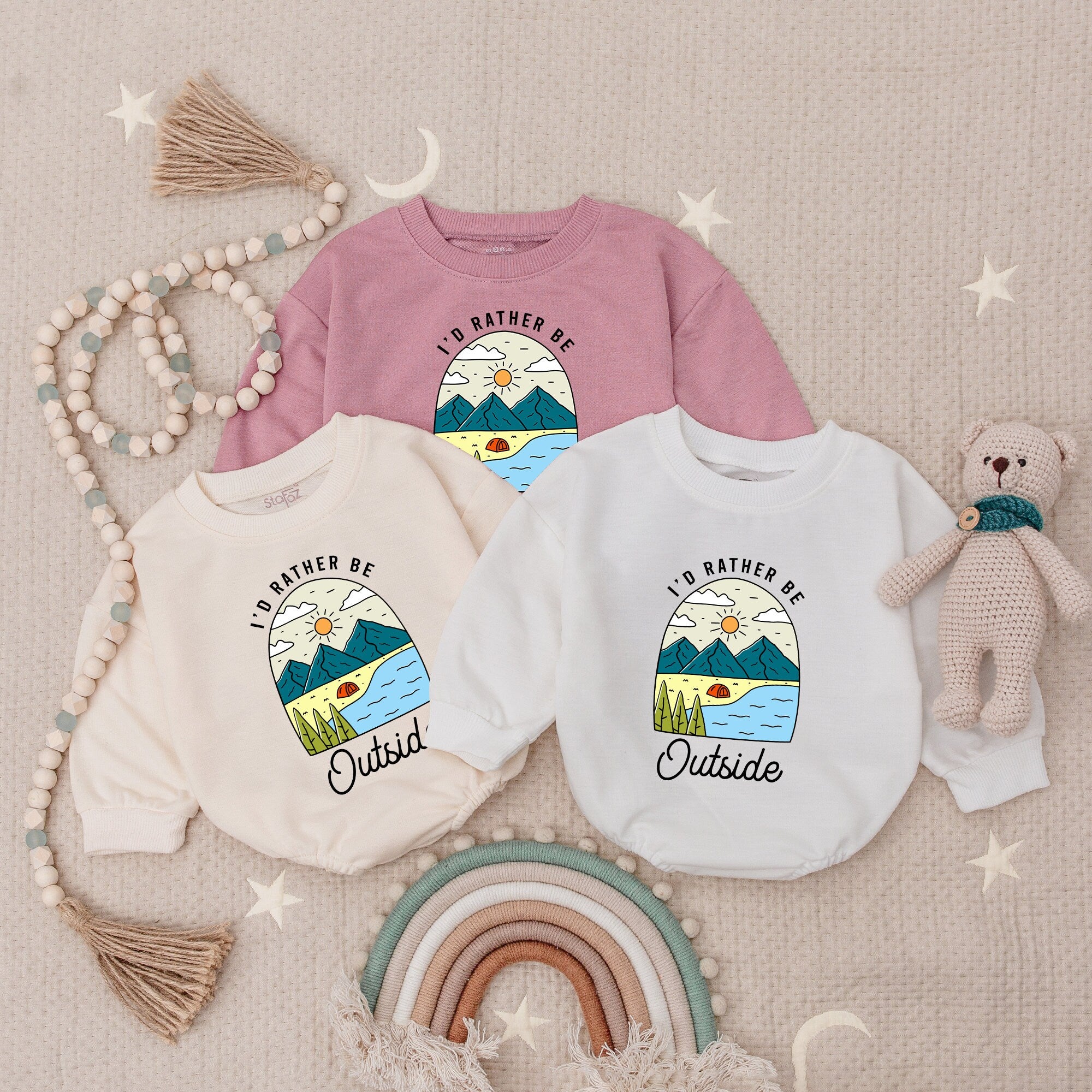 I'd Rather Be Outside Baby Romper Adventure Nature Scene Boy Clothes Gift Comfortable Cotton Outfit Bubble Style