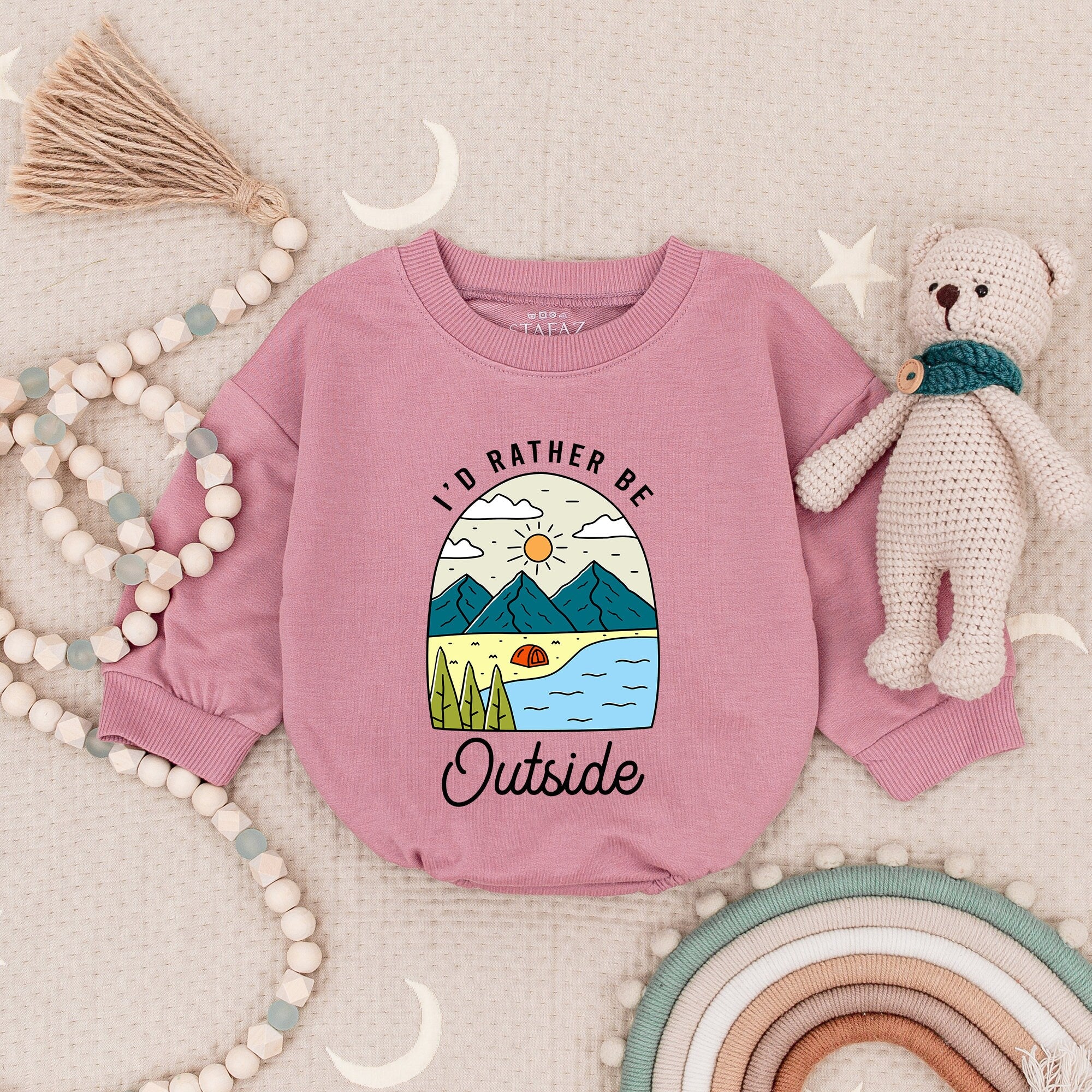 I'd Rather Be Outside Baby Romper Adventure Nature Scene Boy Clothes Gift Comfortable Cotton Outfit Bubble Style