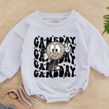 Game Day Toddler Romper with Retro Volleyball Graphic - Cozy Long Sleeve Baby Bodysuit for Sports Fans - Soft Cotton Kids Outfit