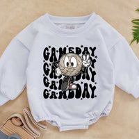 Game Day Toddler Romper with Retro Volleyball Graphic - Cozy Long Sleeve Baby Bodysuit for Sports Fans - Soft Cotton Kids Outfit