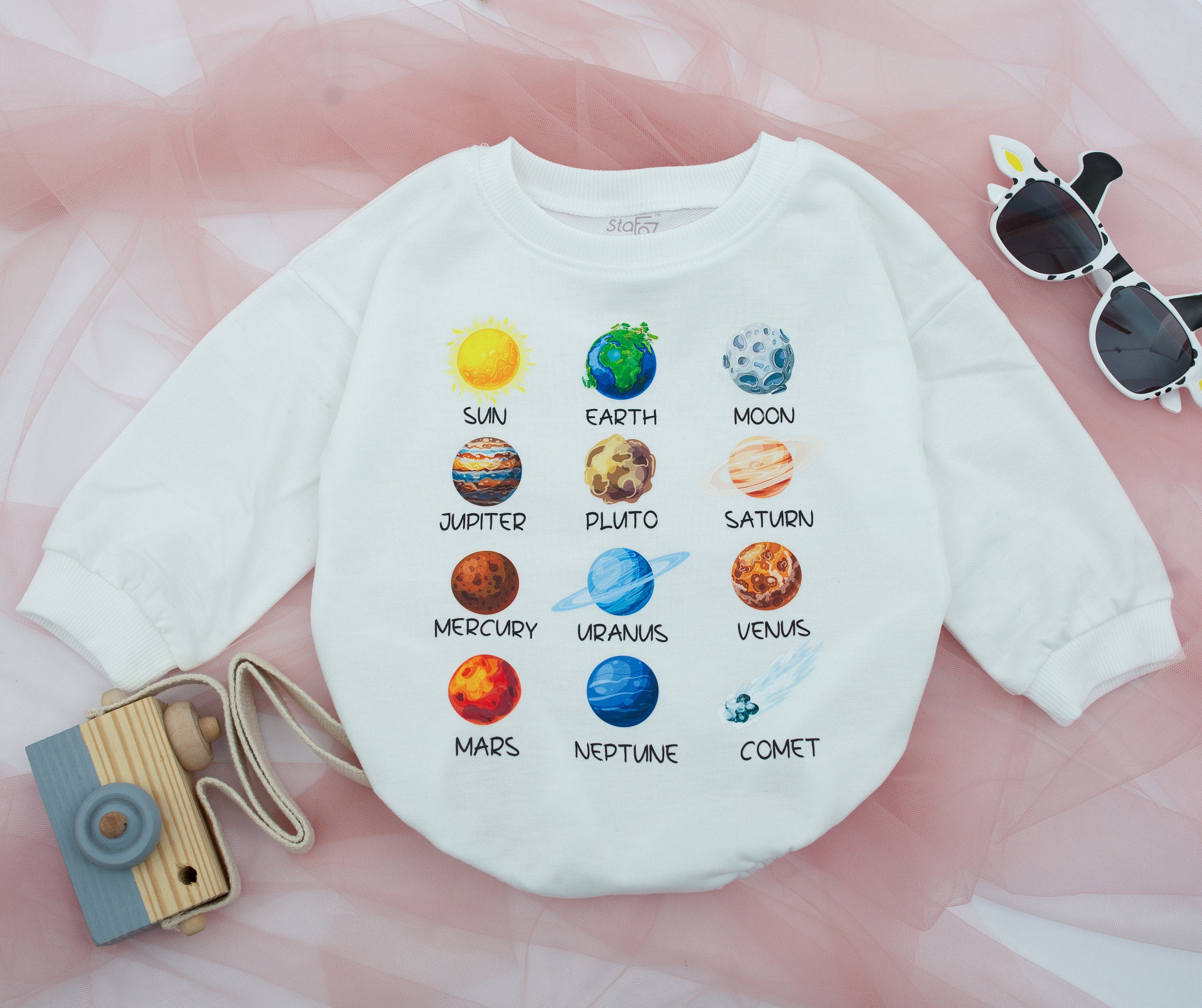 Vibrant Solar System Baby Romper Soft Cotton Newborn Toddler Outfit Birthday Gift Educational Planets Design Comfortable Infant Clothing