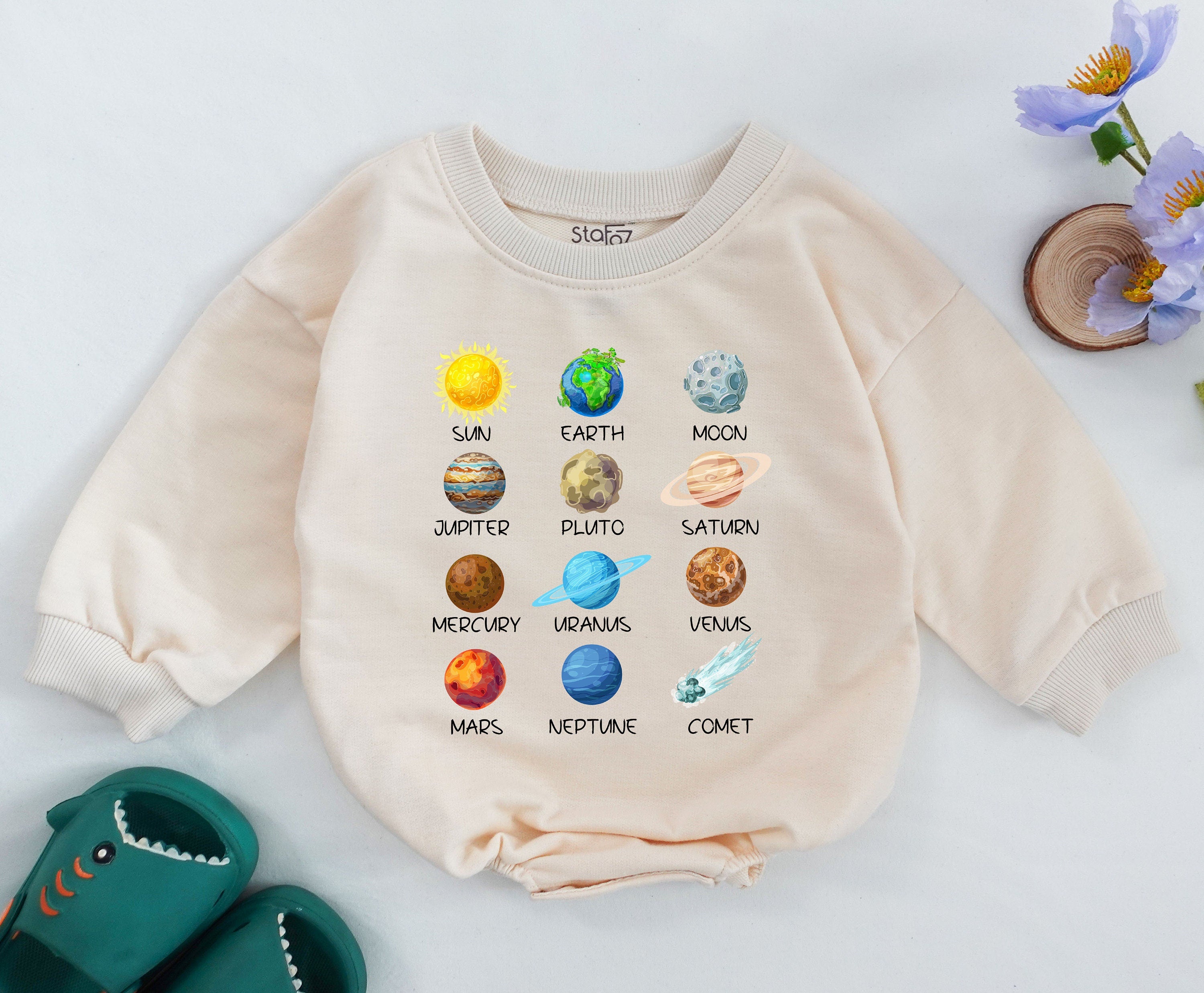 Vibrant Solar System Baby Romper Soft Cotton Newborn Toddler Outfit Birthday Gift Educational Planets Design Comfortable Infant Clothing