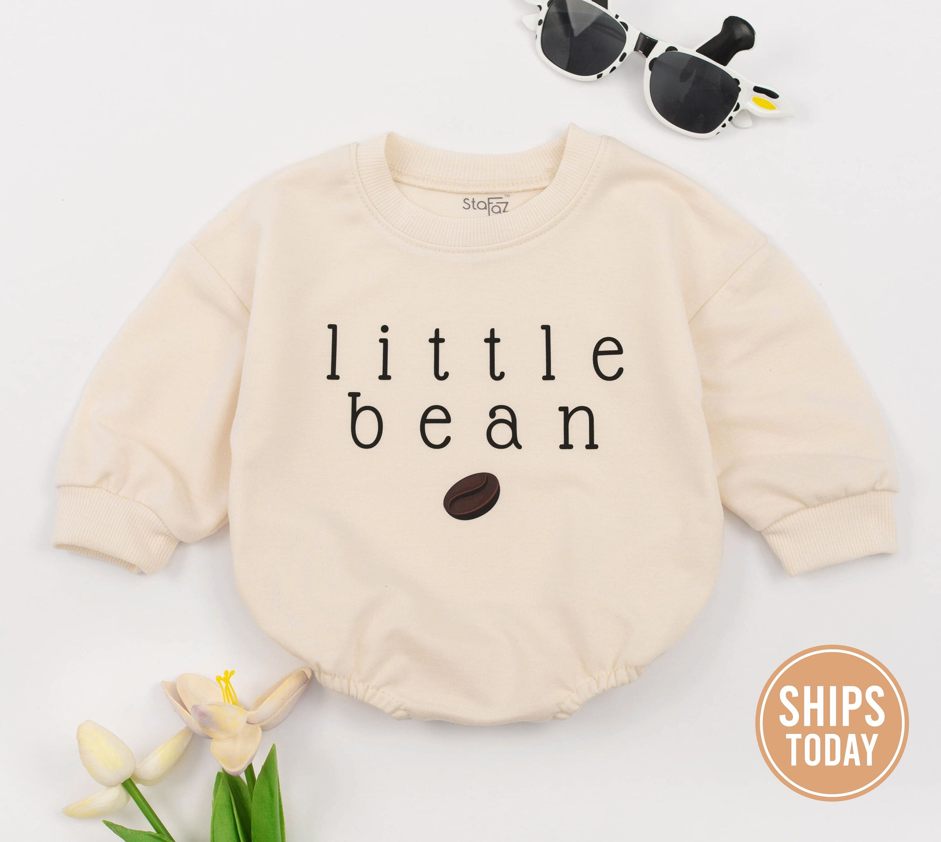 Little Bean Coffee Romper - Unisex Minimalist Baby Outfit