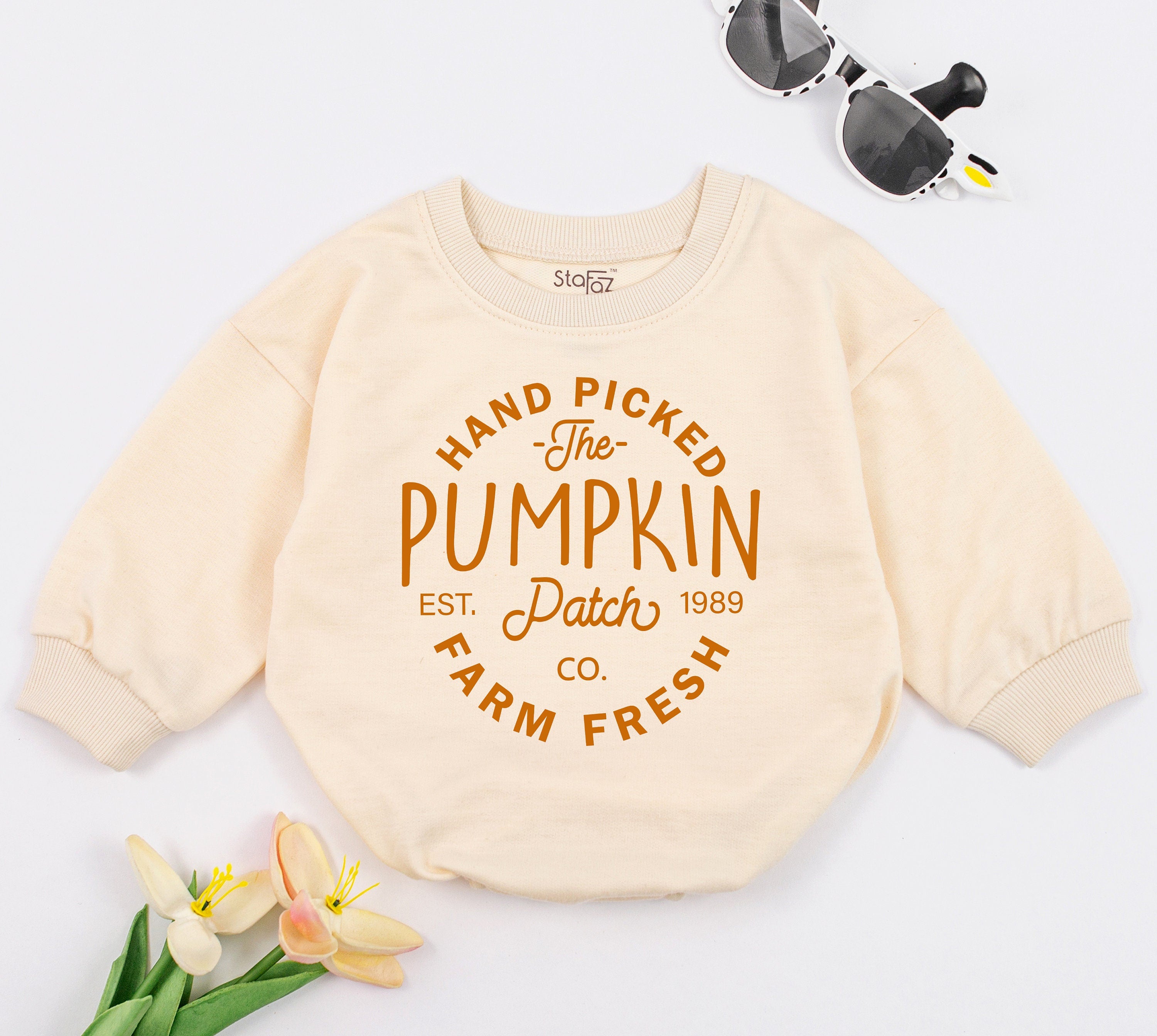 Farm Fresh Pumpkin Patch Baby Romper Cozy Autumn Gift for Fall Lovers Soft Cotton Outfit for Infant Birthday Holiday Jumpsuit