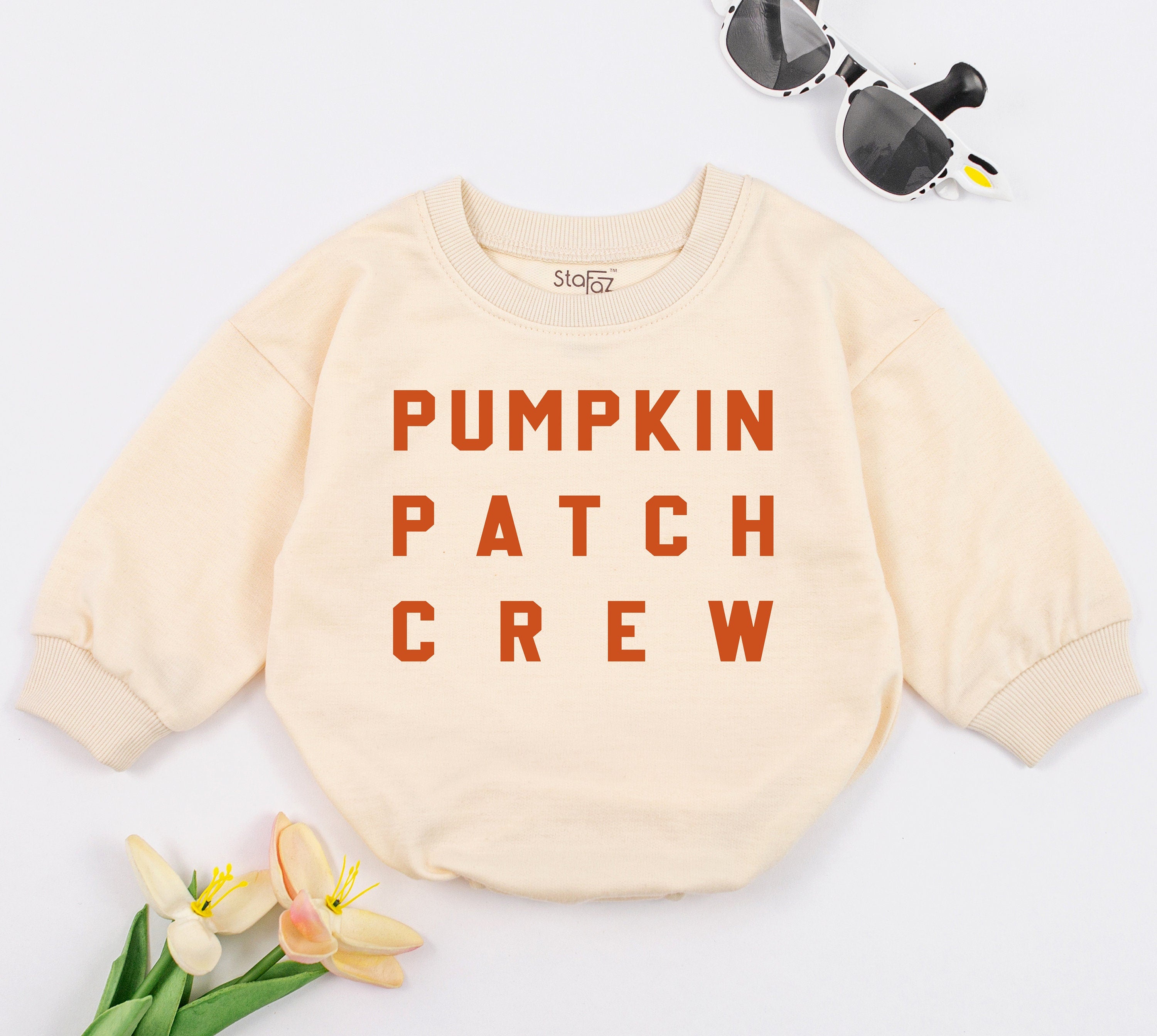 Pumpkin Patch Crew Romper for Baby Toddler Fall Outfit Cute Autumn Clothing Cotton Soft Boys Girls Pumpkin Picking Holiday Wear