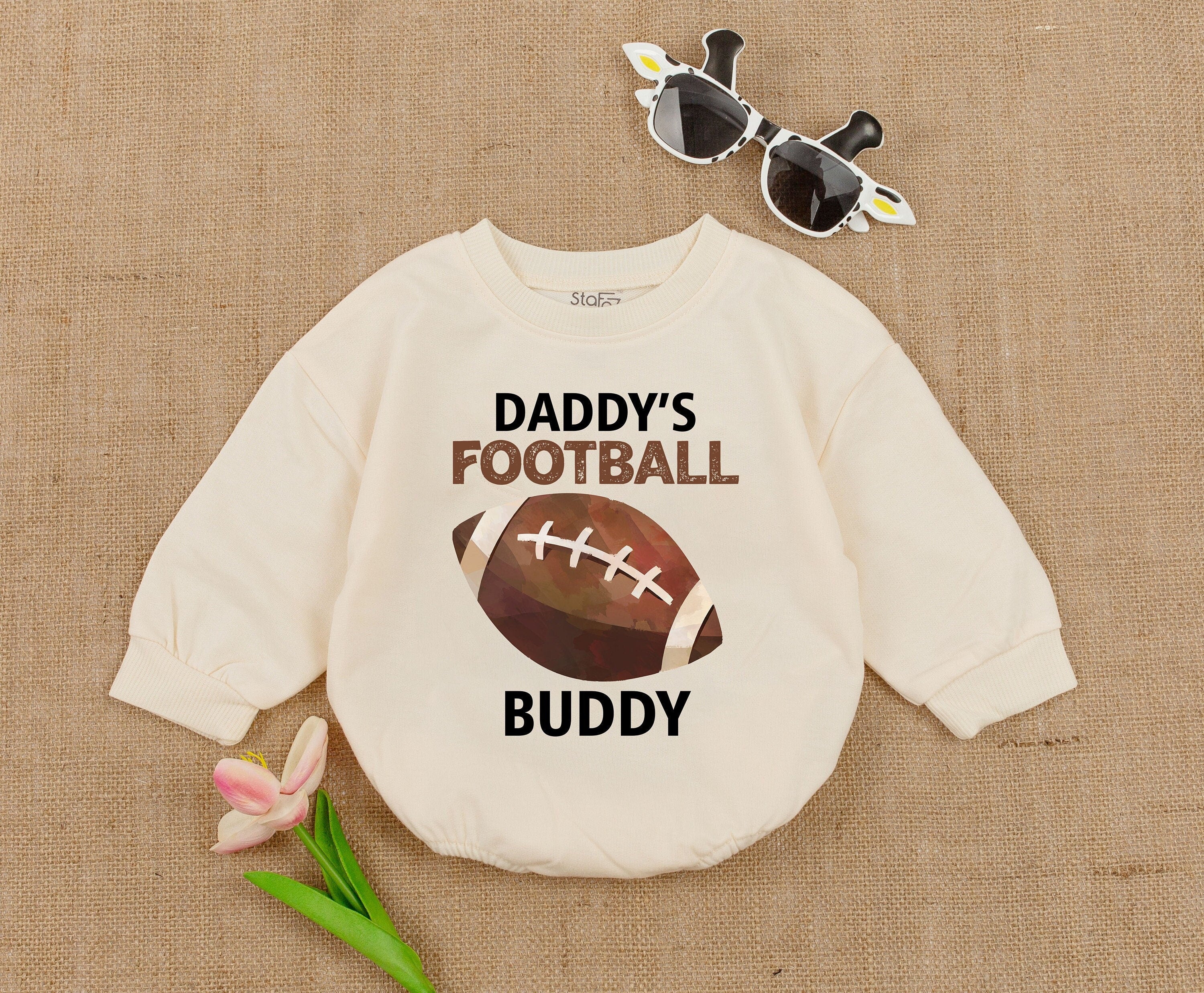 Daddy's Football Buddy Baby Romper Fun Sporty Design Infant Toddler Jumpsuit Gift Cotton Soft Outfit for Football Baby Shower