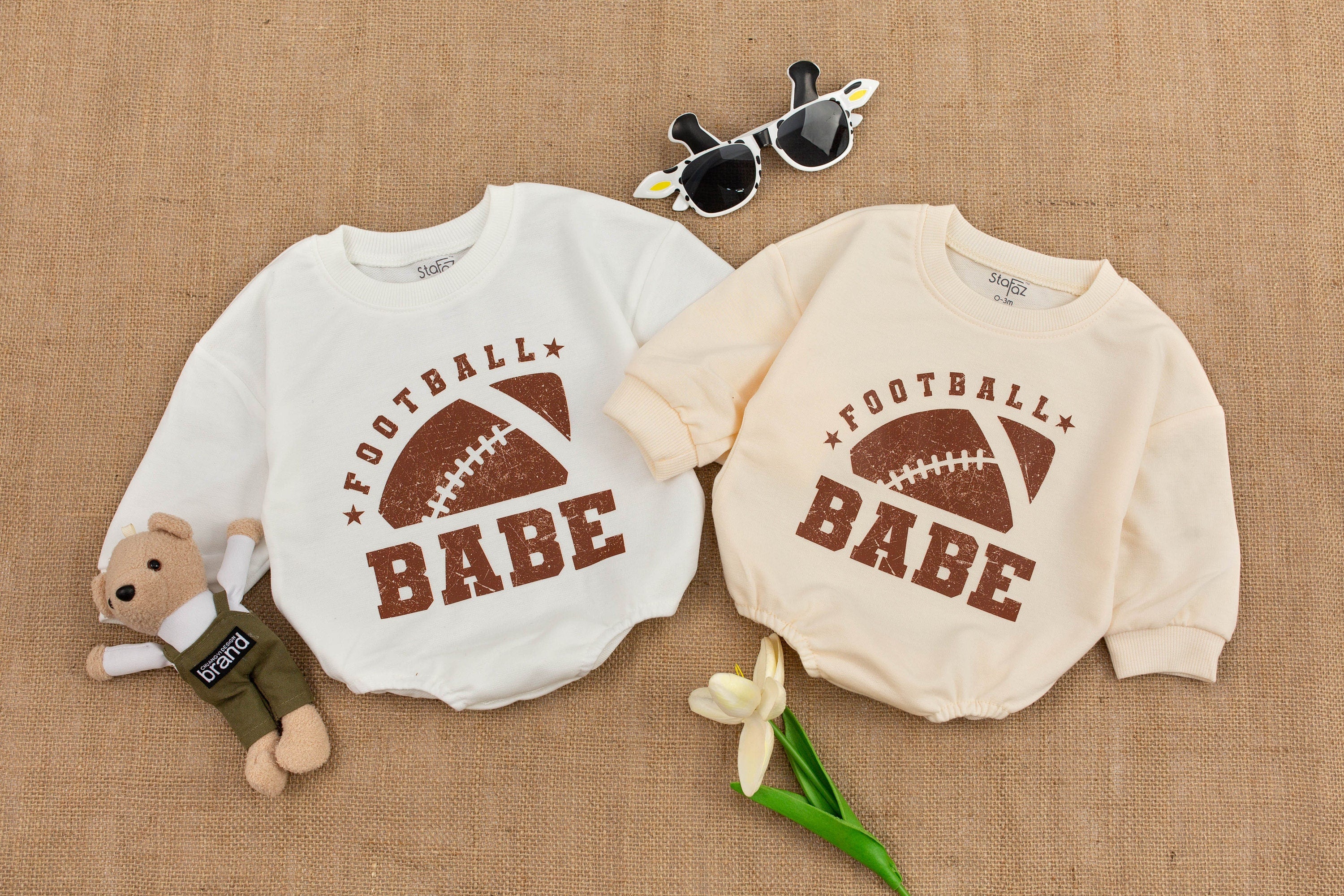 Vintage Football Babe Oversized Romper Soft Cotton Jumpsuit Baby Girl Boy Toddler Outfit Daddy's Girl Sporty Look Birthday Gift