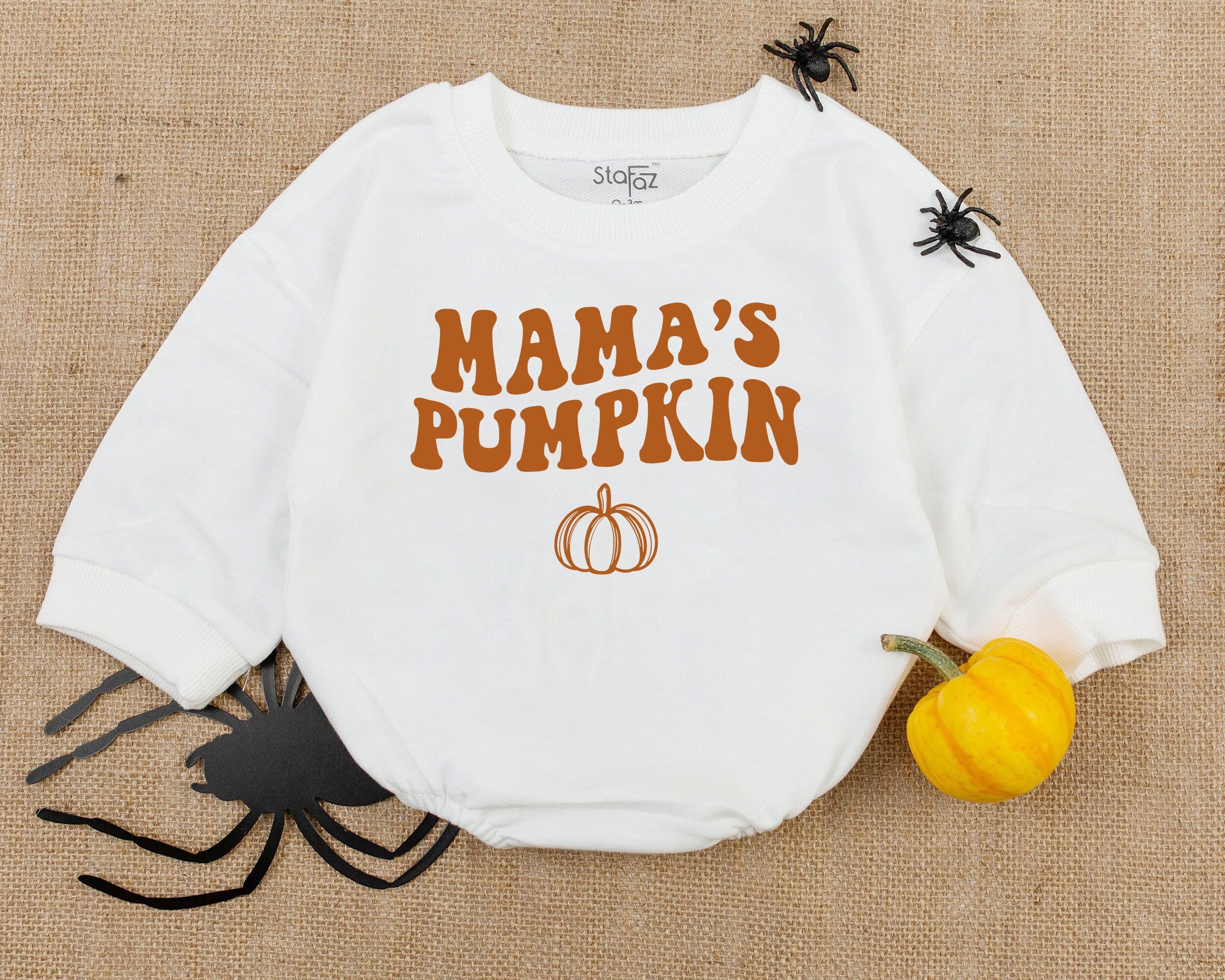 Mama's Pumpkin Retro Baby Romper Halloween Newborn Outfit Soft Cotton First Holiday Gift Autumnal Design for Infant Boy Girl