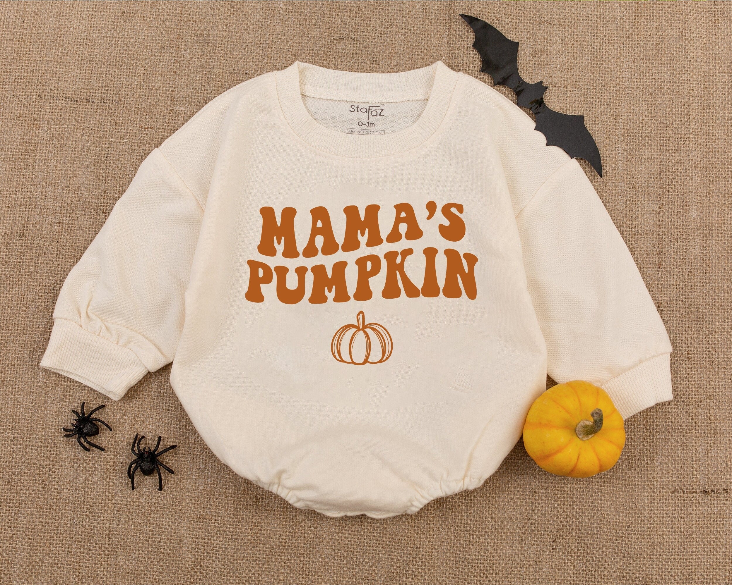 Mama's Pumpkin Retro Baby Romper Halloween Newborn Outfit Soft Cotton First Holiday Gift Autumnal Design for Infant Boy Girl