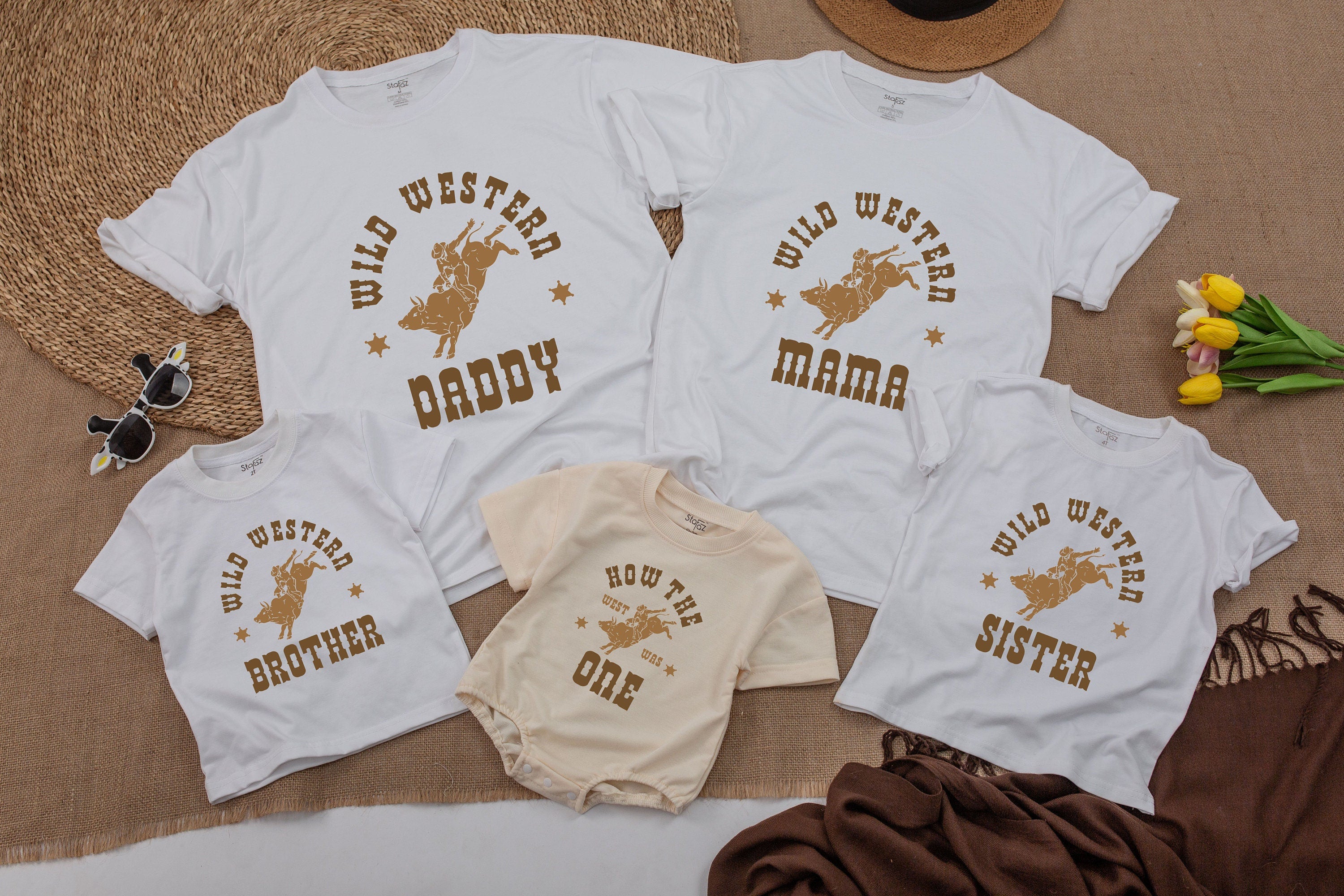Customizable Family Matching Western Birthday Outfit with Name